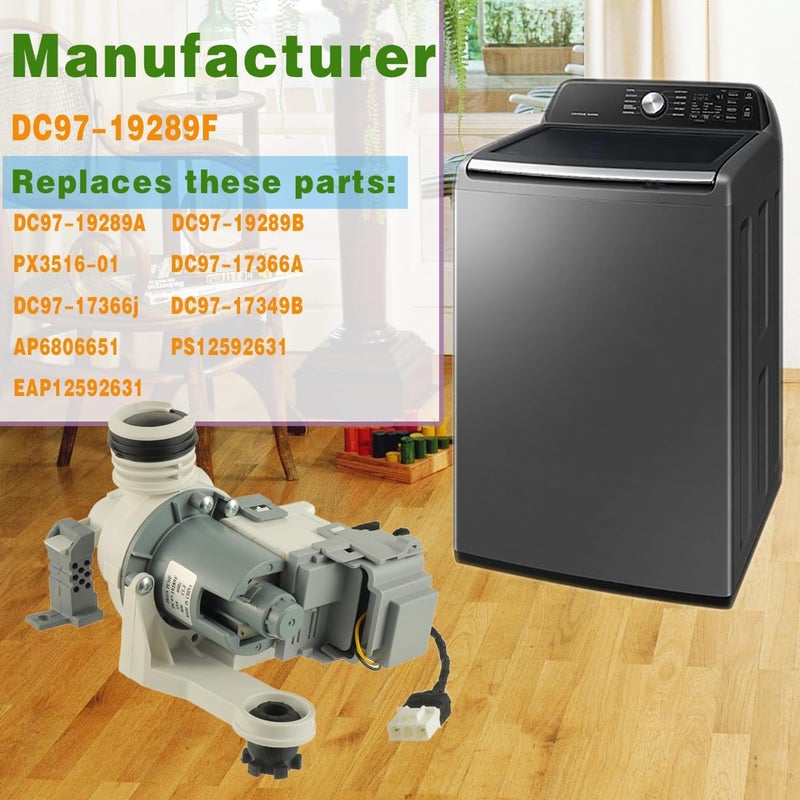 BOSHCHEN Upgraded DC97-19289F DC97-19289B PX3516-01 Washer Drain Pump Assembly Compatible with Samsung Washing Machine Replaces DC97-19289A DC97-17366A DC97-17366J DC97-17349B AP6806651 PS12592631 EAP12592631 - Image 5